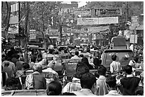 Street Gridlock. Varanasi, Uttar Pradesh, India (black and white)