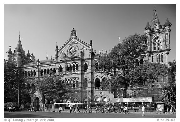 Chhatrapati Shivaji Terminus (Victoria Terminus). Mumbai, Maharashtra, India (black and white)