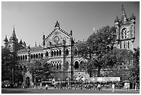 Chhatrapati Shivaji Terminus (Victoria Terminus). Mumbai, Maharashtra, India (black and white)