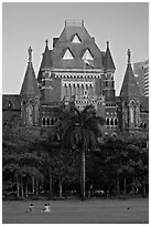 Oval Maiden and High Court. Mumbai, Maharashtra, India ( black and white)