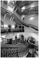 Staircase inside Taj Mahal Palace Hotel. Mumbai, Maharashtra, India (black and white)