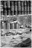 Street food stand. Mumbai, Maharashtra, India (black and white)