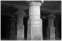 Pilars in main cave, Elephanta Island. Mumbai, Maharashtra, India ( black and white)