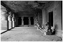 Mandapae, Elephanta caves. Mumbai, Maharashtra, India (black and white)