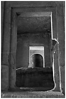 Linga in Sanctorum of Siva shrine, Elephanta caves. Mumbai, Maharashtra, India ( black and white)