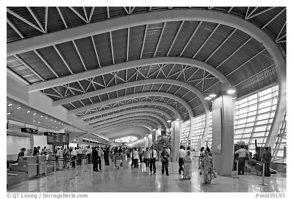 Domestic terminal, Mumbai Airport. Mumbai, Maharashtra, India (black and white)