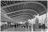 Domestic terminal, Mumbai Airport. Mumbai, Maharashtra, India ( black and white)