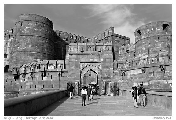 Amar Singh Gate, Agra Fort. Agra, Uttar Pradesh, India (black and white)