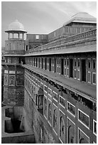 Outside walls of Jehangiri Mahal and Agra Fort. Agra, Uttar Pradesh, India ( black and white)