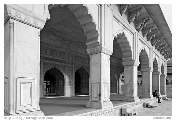 Khas Mahal main pavilion, Agra Fort. Agra, Uttar Pradesh, India (black and white)