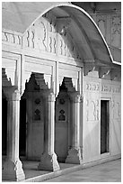 Columns, Khas Mahal, Agra Fort. Agra, Uttar Pradesh, India (black and white)
