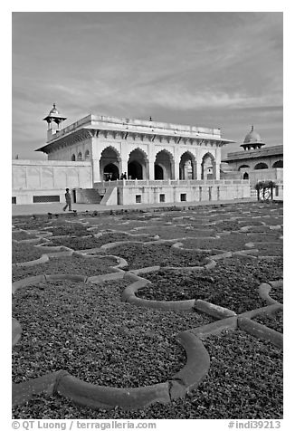 Anguri Bagh and Khas Mahal, Agra Fort. Agra, Uttar Pradesh, India (black and white)