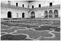 Ornamental gardens, Agra Fort. Agra, Uttar Pradesh, India (black and white)