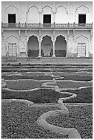 Anguri Bagh garden in Mugha style, Agra Fort. Agra, Uttar Pradesh, India (black and white)