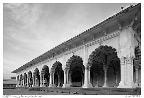 Diwan-i-Am, Agra Fort, late afternoon. Agra, Uttar Pradesh, India (black and white)