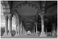 Diwan-i-Am (hall of public audiences),  Agra Fort. Agra, Uttar Pradesh, India ( black and white)