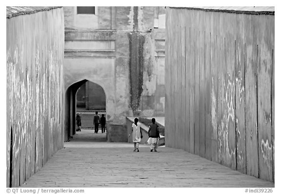 Inside main gate, Agra Fort. Agra, Uttar Pradesh, India (black and white)