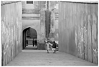 Inside main gate, Agra Fort. Agra, Uttar Pradesh, India (black and white)