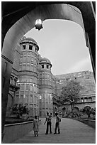 Main gate, Agra Fort, sunset. Agra, Uttar Pradesh, India ( black and white)