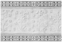 Vegetative motifs on white marble dados, Taj Mahal. Agra, Uttar Pradesh, India ( black and white)