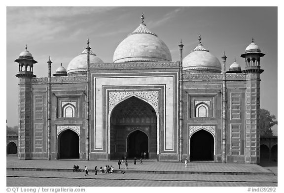 Taj Mahal mosque. Agra, Uttar Pradesh, India (black and white)