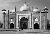 Taj Mahal mosque. Agra, Uttar Pradesh, India (black and white)