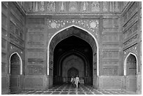 Main hall of Taj Mahal masjid. Agra, Uttar Pradesh, India (black and white)