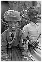 Man and boy. Agra, Uttar Pradesh, India ( black and white)