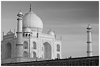 Taj Mahal and minarets, late afternoon. Agra, Uttar Pradesh, India ( black and white)