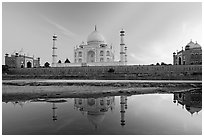 Taj Mahal complex seen from  Yamuna River. Agra, Uttar Pradesh, India ( black and white)