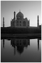 Taj Mahal and Yamuna River at sunset. Agra, Uttar Pradesh, India ( black and white)