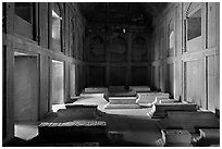 Tombs in the Dargah (Jama Masjid) mosque. Fatehpur Sikri, Uttar Pradesh, India (black and white)