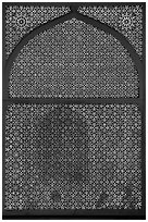 Jali (marble lattice screen) in Shaikh Salim Chishti mausoleum. Fatehpur Sikri, Uttar Pradesh, India (black and white)