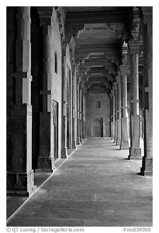 Prayer hall, Dargah (Jama Masjid) mosque. Fatehpur Sikri, Uttar Pradesh, India (black and white)