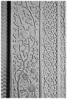 Intricate carvings on the Rumi Sultana building. Fatehpur Sikri, Uttar Pradesh, India (black and white)