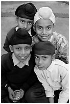 Sikh boys. Bharatpur, Rajasthan, India (black and white)