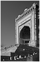 Buland Darwaza (Victory Gate), Asia's largest, Dargah mosque. Fatehpur Sikri, Uttar Pradesh, India (black and white)