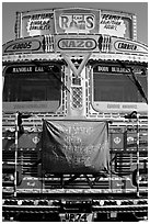 Decorated truck. Fatehpur Sikri, Uttar Pradesh, India ( black and white)