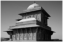 Birbal Bhavan pavilion, afternoon. Fatehpur Sikri, Uttar Pradesh, India ( black and white)