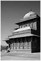 Birbal Bhavan pavilion. Fatehpur Sikri, Uttar Pradesh, India (black and white)