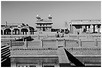 Ornamental pool and main courtyard. Fatehpur Sikri, Uttar Pradesh, India ( black and white)