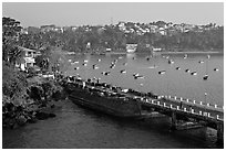 Pier and bay, Dona Paula. Goa, India ( black and white)