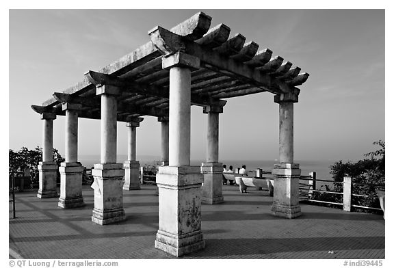 Gazebo and bench, early morning, Dona Paula. Goa, India