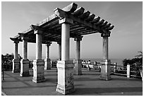 Gazebo and bench, early morning, Dona Paula. Goa, India ( black and white)