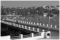 Dona Paula pier and harbor. Goa, India (black and white)