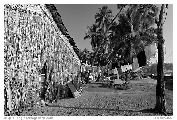 Laundry and beachfront hut, Dona Paula. Goa, India