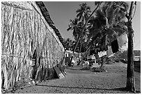 Laundry and beachfront hut, Dona Paula. Goa, India ( black and white)