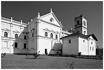 Se Cathedral fron the side, Old Goa. Goa, India ( black and white)