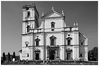 Se Cathedral facade in Tuscan style, Old Goa. Goa, India ( black and white)