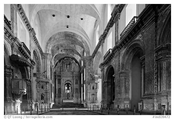 Church of St Francis of Assisi interior, Old Goa. Goa, India (black and white)